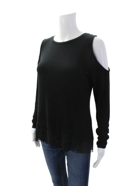 Generation Love Womens Lace Long Sleeve Cold Shoulder Blouse Top Black SIze S