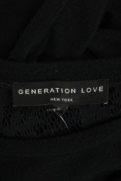 Generation Love Womens Lace Long Sleeve Cold Shoulder Blouse Top Black SIze S