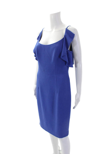 Black Halo Womens Short Sleeve Knee Length Pencil Dress Blue Size 10