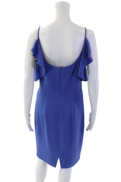 Black Halo Womens Short Sleeve Knee Length Pencil Dress Blue Size 10