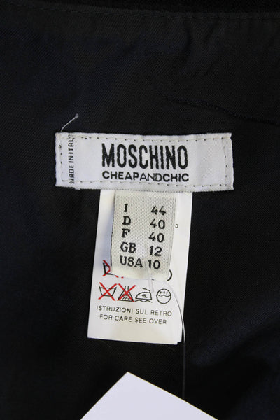 Moschino Cheap & Chic Womens Wool Zippered Straight Mini Skirt Black Size 10