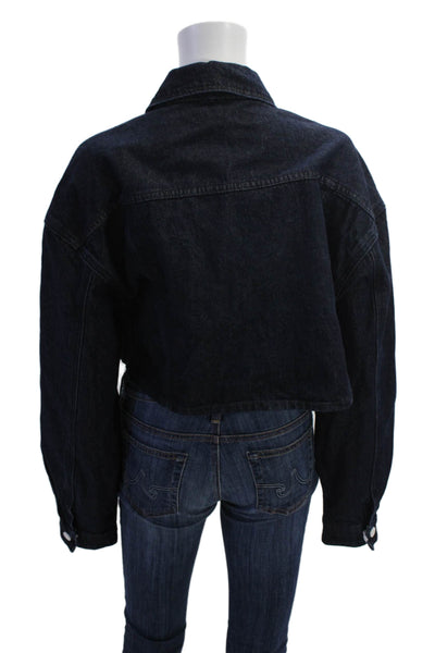 Weworewhat Womens Cotton Long Sleeve Button Denim Jacket Blue Size S