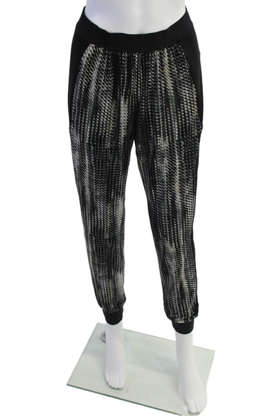 Elie Tahari Womens Elastic Waistband Cuff Bottom Animal Print Pants Black Size X