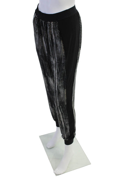 Elie Tahari Womens Elastic Waistband Cuff Bottom Animal Print Pants Black Size X
