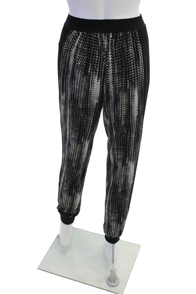 Elie Tahari Womens Elastic Waistband Cuff Bottom Animal Print Pants Black Size X
