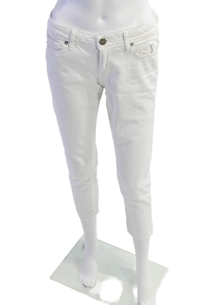 Paige Womens Cotton Zip Button Skinny Leg Light Wash Jeans Blue Size EUR 26