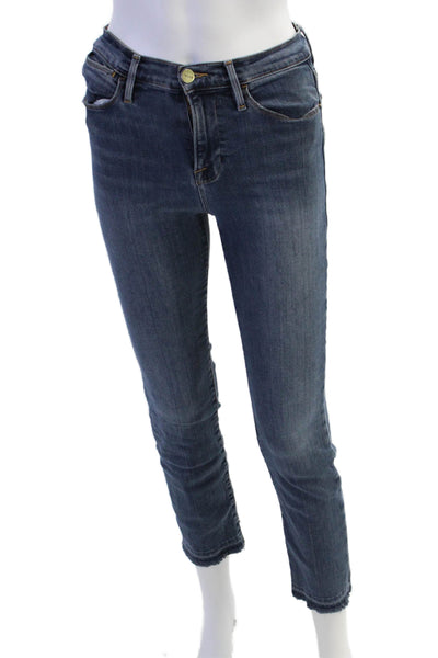 Frame Womens Cotton Zip Button Straight Leg Denim Jeans Blue Size 26