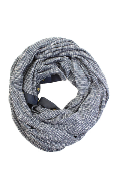 Lululemon Womens Cotton Button Lined Stripe Wrap Scarf Navy OS