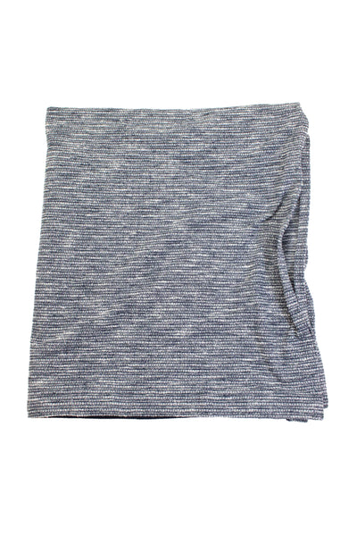 Lululemon Womens Cotton Button Lined Stripe Wrap Scarf Navy OS