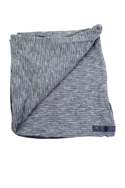 Lululemon Womens Cotton Button Lined Stripe Wrap Scarf Navy OS