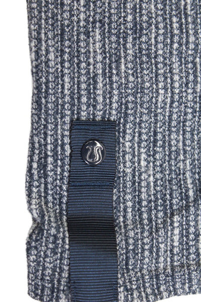 Lululemon Womens Cotton Button Lined Stripe Wrap Scarf Navy OS