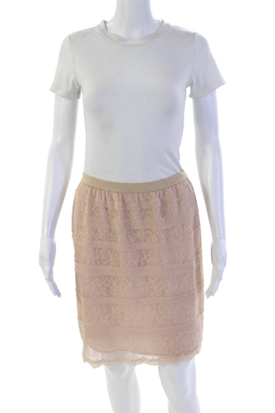BCBG Max Azria Womens Floral Straight Stretch Mini Skirt Pink Size S