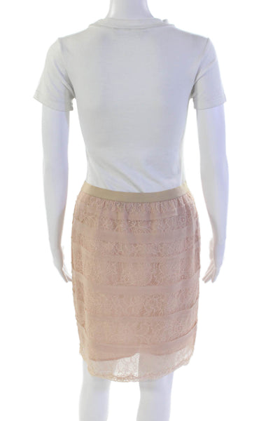 BCBG Max Azria Womens Floral Straight Stretch Mini Skirt Pink Size S
