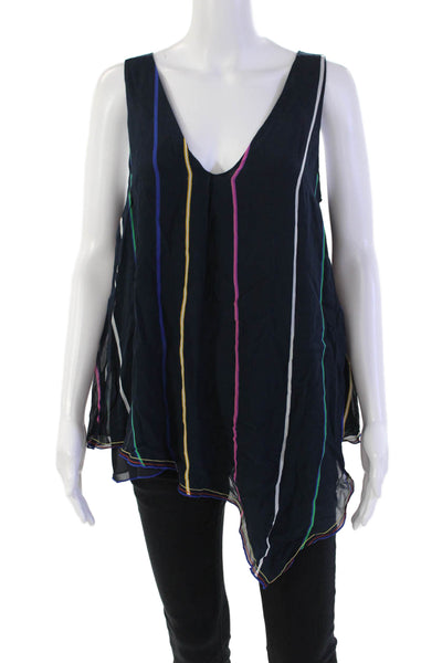 Derek Lam 10 Crosby Women's Sleeveless Asymmetrical Silk Blouse Striped Size 4