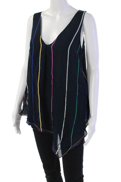 Derek Lam 10 Crosby Women's Sleeveless Asymmetrical Silk Blouse Striped Size 4