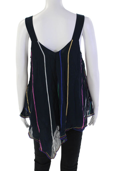 Derek Lam 10 Crosby Women's Sleeveless Asymmetrical Silk Blouse Striped Size 4
