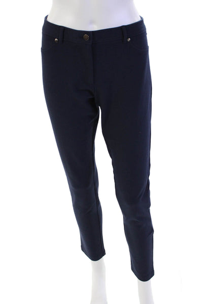 J. Mclaughlin Women's Button Closure Straight Leg Pants Navy Blue Size 8