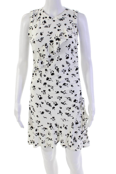 Parker Women's Round Neck Sleeveless Cinch Ruffle Mini Floral Dress Size S