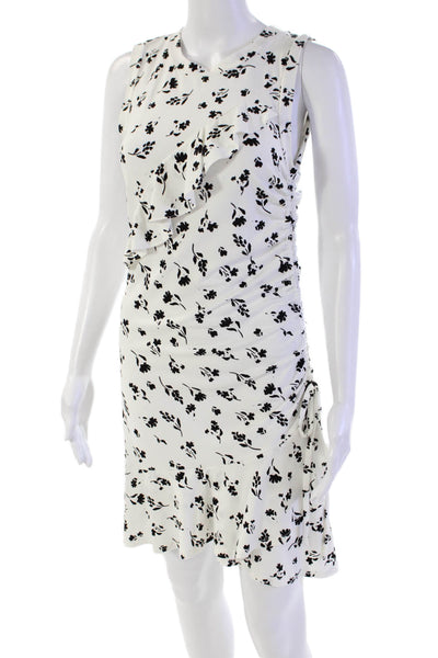 Parker Women's Round Neck Sleeveless Cinch Ruffle Mini Floral Dress Size S