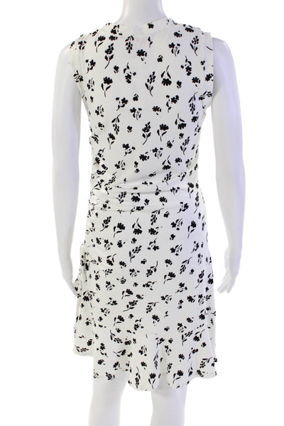 Parker Women's Round Neck Sleeveless Cinch Ruffle Mini Floral Dress Size S