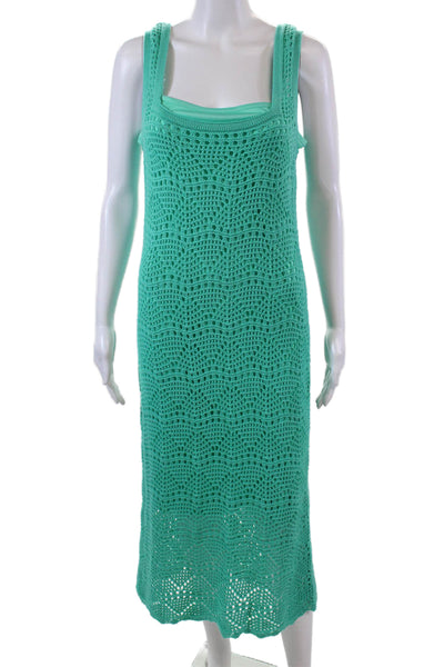 525 Womens Cashmere Square Neck Spaghetti Strap Knit Dress Blue Size M