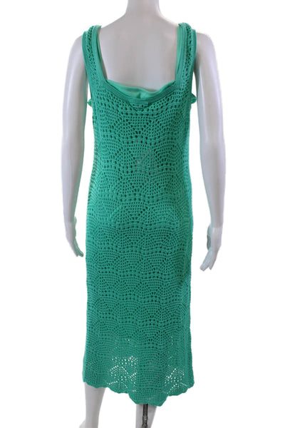 525 Womens Cashmere Square Neck Spaghetti Strap Knit Dress Blue Size M