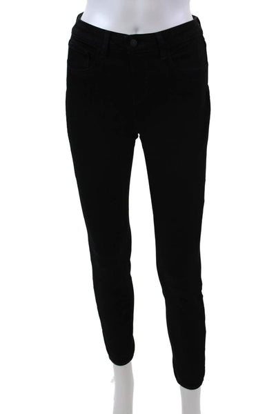 L Agence Womens Margot High Rise Skinny Ankle Jeans Black Cotton Size 26