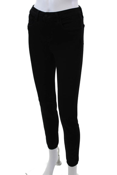 L Agence Womens Margot High Rise Skinny Ankle Jeans Black Cotton Size 26