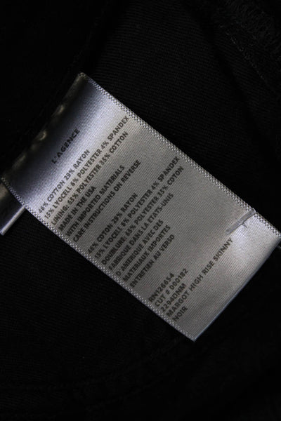 L Agence Womens Margot High Rise Skinny Ankle Jeans Black Cotton Size 26