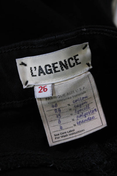 L Agence Womens Margot High Rise Skinny Ankle Jeans Black Cotton Size 26