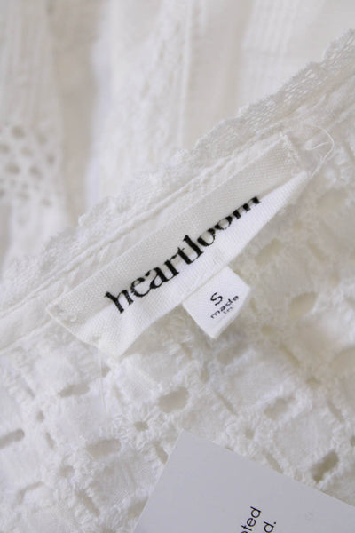 Heartloom Womens Long Sleeve Scoop Neck Blouse Shirt White Cotton Size Small