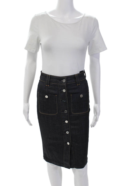 7 For All Mankind Womens Cotton Pencil Button-Down Denim Skirt Blue Size 25