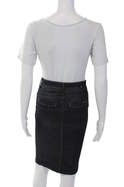 7 For All Mankind Womens Cotton Pencil Button-Down Denim Skirt Blue Size 25