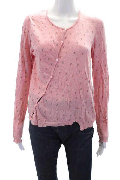 Zadig & Voltaire Womens Cotton Buttoned Long Sleeve Skull Print Top Pink Size M