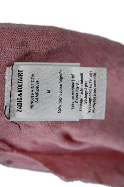 Zadig & Voltaire Womens Cotton Buttoned Long Sleeve Skull Print Top Pink Size M