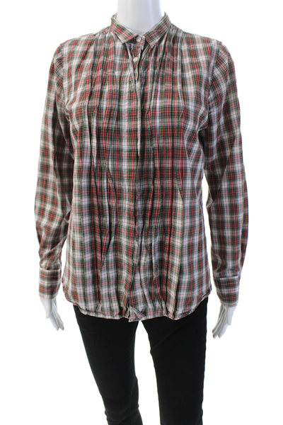 J Crew Womens Cotton Long Sleeve Plaid Button Down Shirt Red Multi Size M