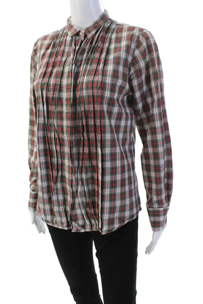 J Crew Womens Cotton Long Sleeve Plaid Button Down Shirt Red Multi Size M
