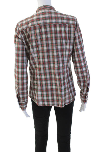J Crew Womens Cotton Long Sleeve Plaid Button Down Shirt Red Multi Size M