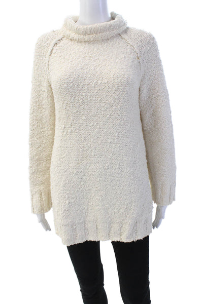 Moth Anthropologie Womens Cotton Long Sleeve Mock Neck Sweater White Size S