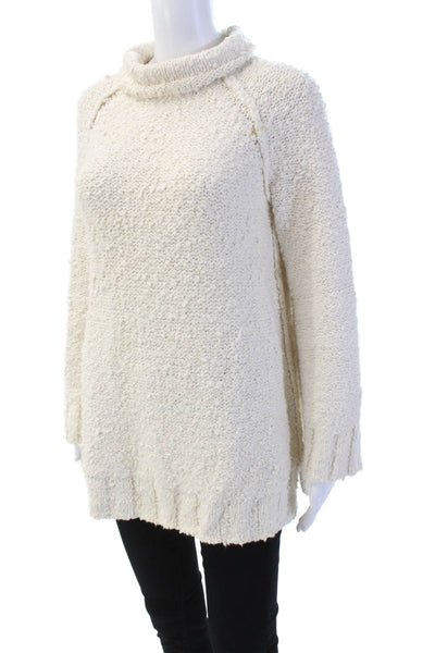 Moth Anthropologie Womens Cotton Long Sleeve Mock Neck Sweater White Size S