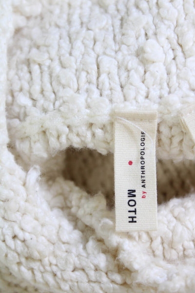 Moth Anthropologie Womens Cotton Long Sleeve Mock Neck Sweater White Size S