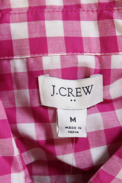 J Crew Womens Cotton Gingham Print Long Sleeve Button Down Shirt Pink Size M