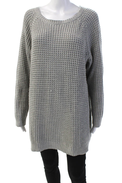 Monki Womens Long Sleeve Solid Pullover Longline Sweater Gray Size M