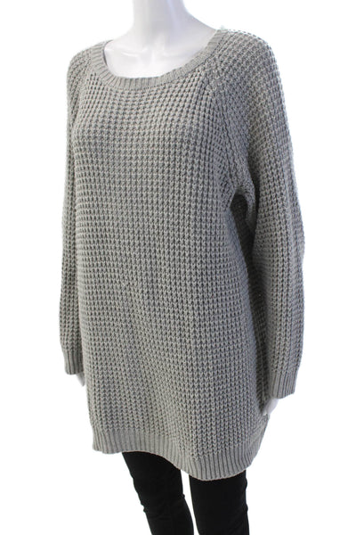 Monki Womens Long Sleeve Solid Pullover Longline Sweater Gray Size M