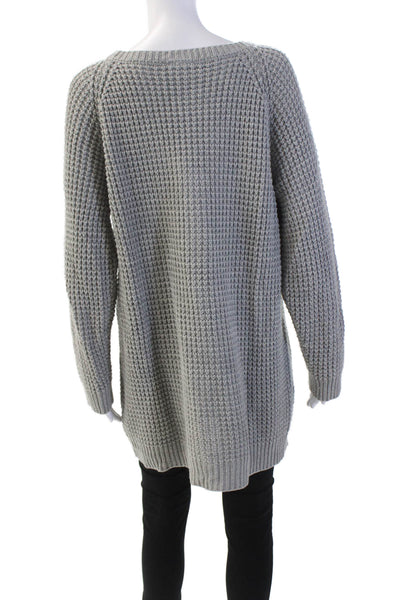 Monki Womens Long Sleeve Solid Pullover Longline Sweater Gray Size M