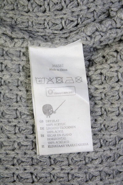 Monki Womens Long Sleeve Solid Pullover Longline Sweater Gray Size M