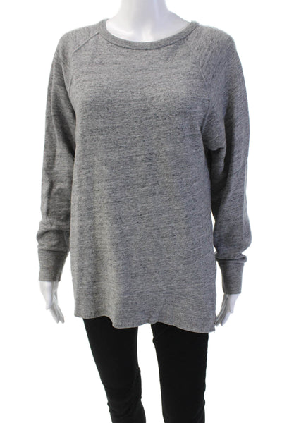 J Crew Womens Cotton Long Sleeve Zip Hem T Shirt Gray Size S