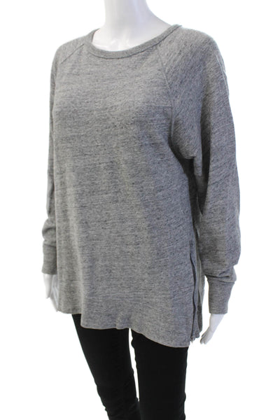 J Crew Womens Cotton Long Sleeve Zip Hem T Shirt Gray Size S