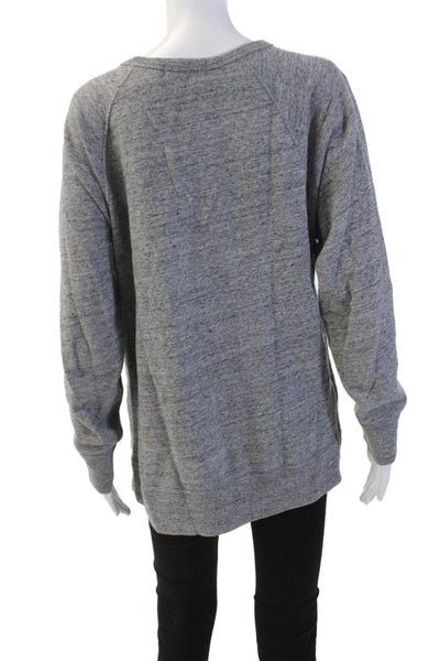 J Crew Womens Cotton Long Sleeve Zip Hem T Shirt Gray Size S