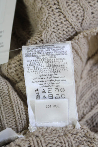 BCBGMAXAZRIA Womens Cable Knit Oversized Turtleneck Sweater Beige Size S